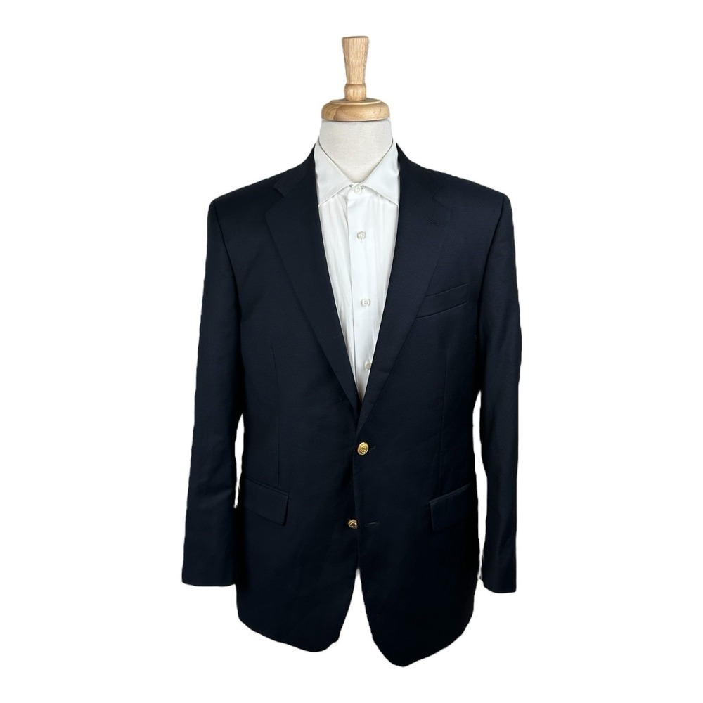 Brooks Brothers Black Gold Button Saxxon Wool Men's Blazer Madison Fit 41L
